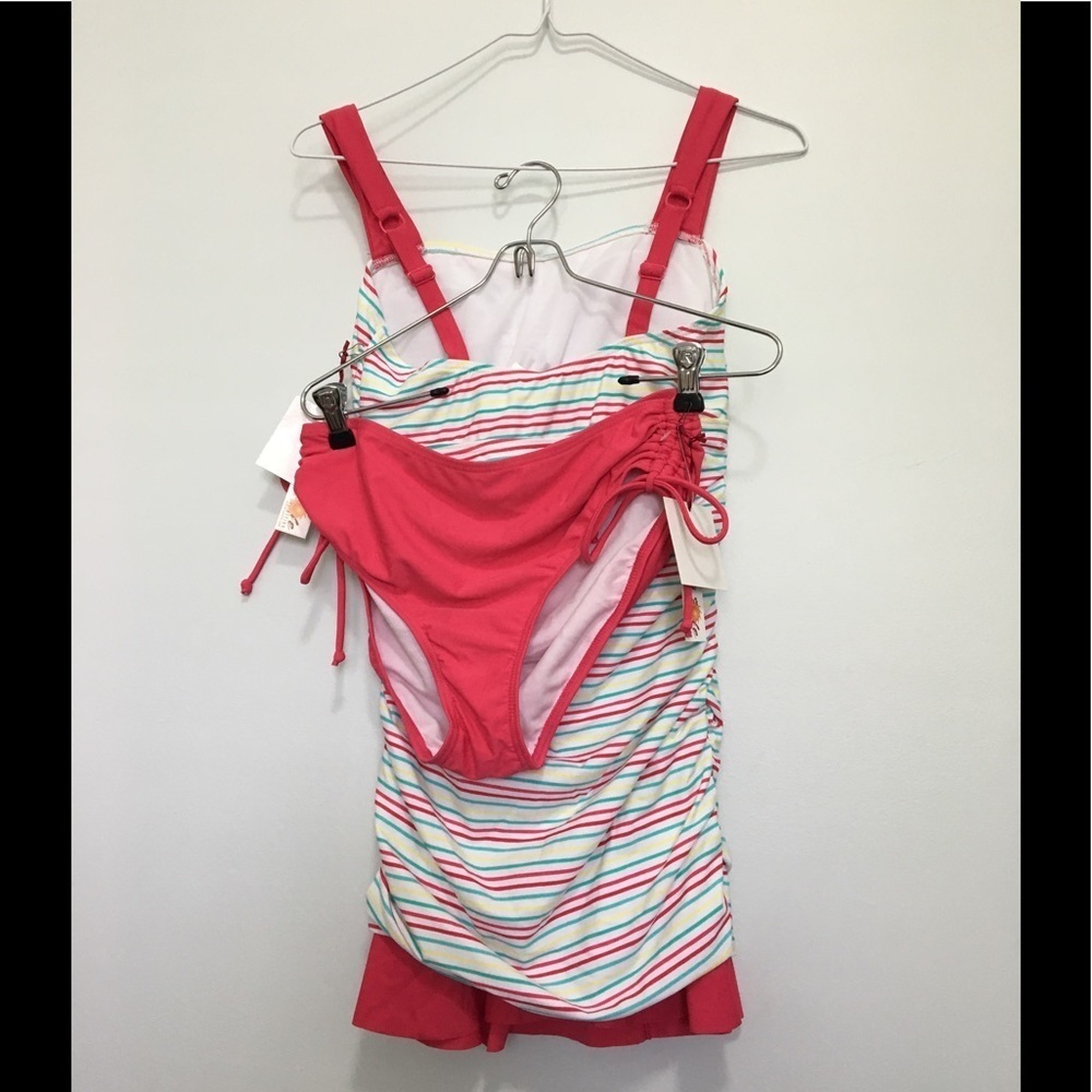 NWT Ruffle Multi Stripe Ruched Tankini - Picture 5 of 8